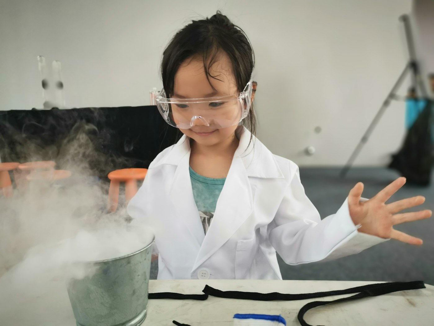 Student in a school science laboratory